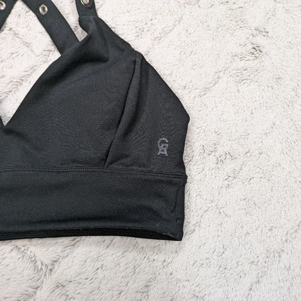 Good American Sports Bra Women's 3 L Black Racerback Metal Gussets Bralette
